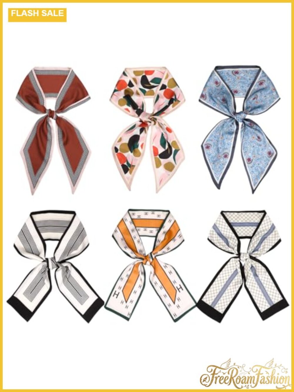 Polyester Fashion Scarf Set 6 Pcs Head Neck Hair Bag Wrap Lightweight